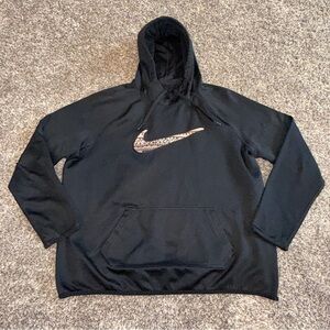 Nike Therma-Fit Hoodie Black Pink Center Check Pullover Size XL 819160-010